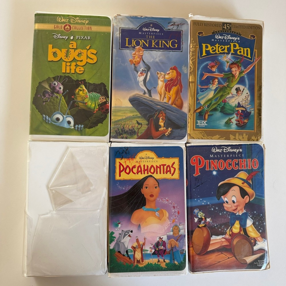 Walt Disney VHS Tapes Lot Of (6) Clamshell Children's / Family Movies Pre‎ owned
